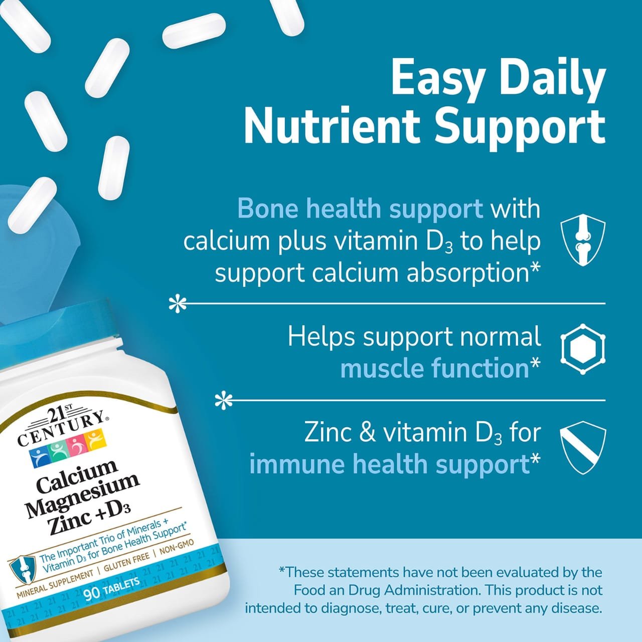 21st Century Calcium Magnesium Zinc + D3, 90 - Image 3