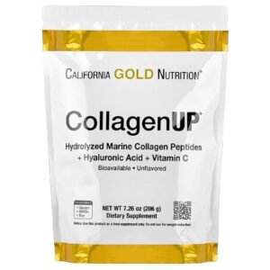California Gold Nutrition CollagenUP®, Hydrolyzed Marine Collagen Peptides with Hyaluronic Acid and Vitamin C, Unflavored, 7.26 oz (206 g)