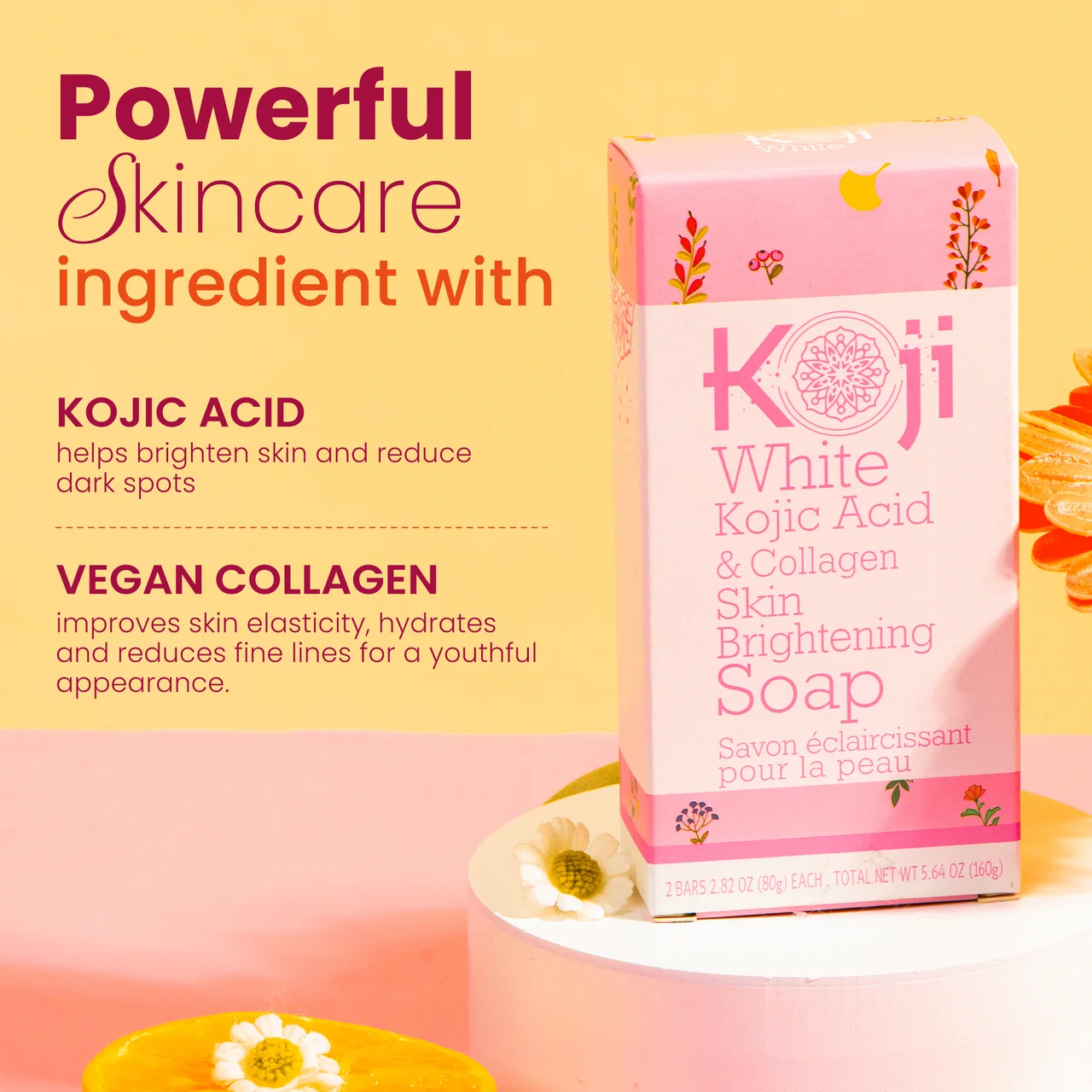 Koji White Kojic Acid & Collagen Skin Brightening Soap *2 80g - Image 3