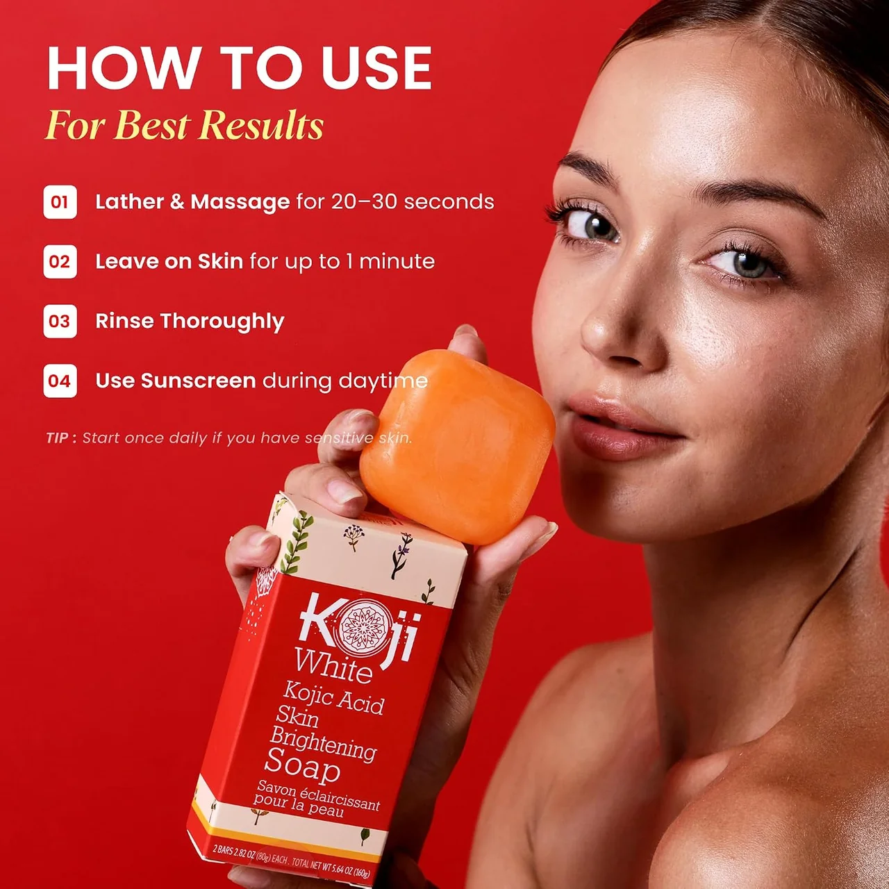 Koji White Kojic Acid Skin Brightening Soap *2Bars 80g - Image 4