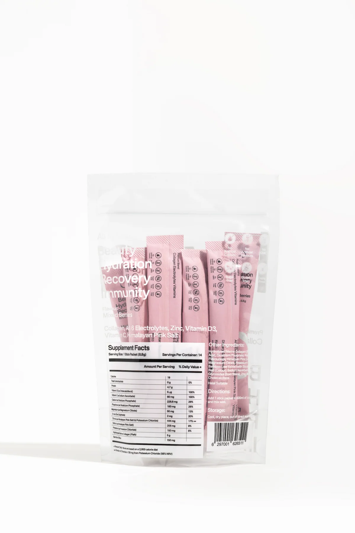 Kyza Drink Collagen Electrolytes Vitamins (Mixed Berry) 14*8.8g - Image 2
