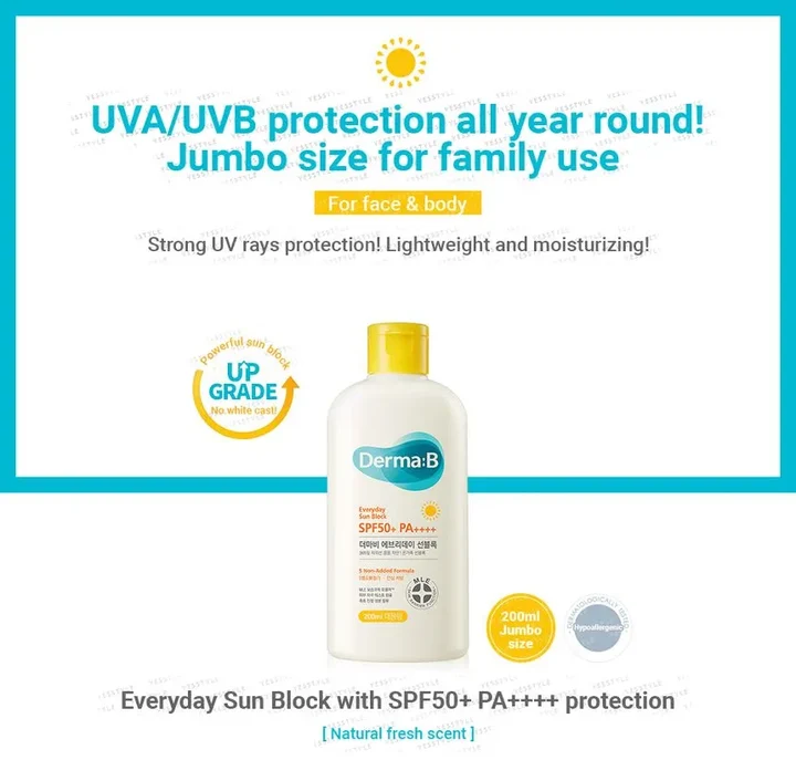 Derma: B Everyday Sun Block SPF50+ 200Ml - Image 2