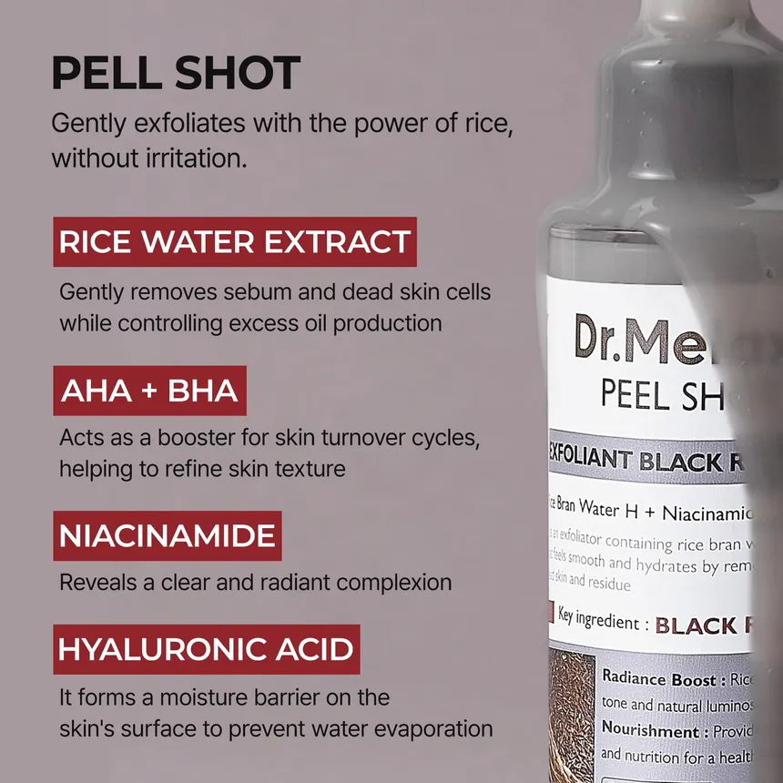 Dr. Melaxin Peel Shot Exfoliating Black Rice Ampoule 80Ml - Image 4