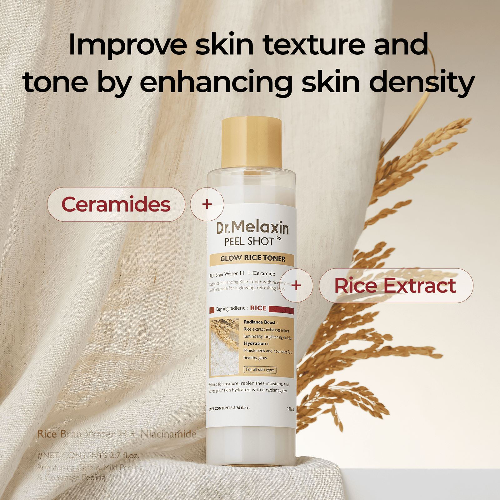 Dr. Melaxin Peel Shot Glow White Rice Toner 200Ml - Image 2